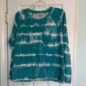 MK Teal and White Tie-Dye Sweatshirt